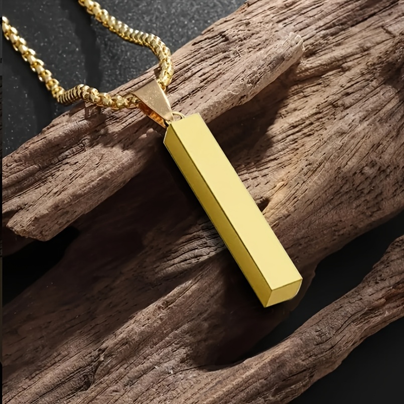 High-Quality Stainless Steel Rectangular Prism Pendant Necklace